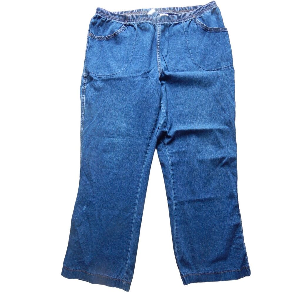 JMS Just My Size Women's Petite Plus 2X 18W/20W Pull-On Blue Jeans Straight Leg